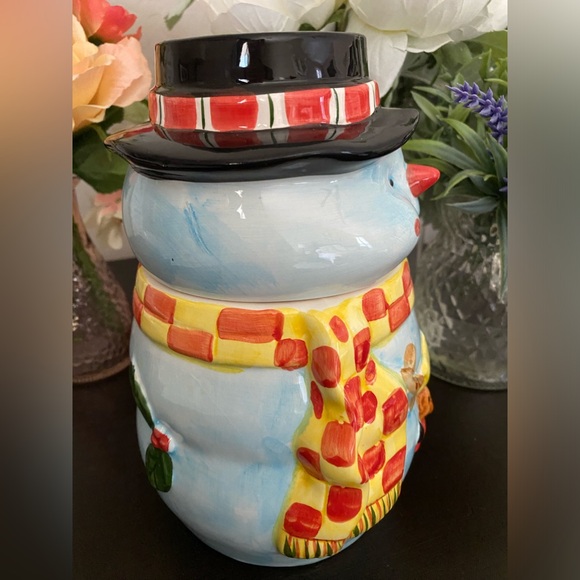 ☃️ VINTAGE COLLECTIBLE CERAMIC SNOWMAN COOKIE JAR! APPROX 9”x 6”. NEVER USED! - Picture 5 of 14